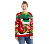 OFF THE RACK drôles pour Femmes Unisexes pour Pulls tricotés fête de Noël Sweater, Rock Your Best Elf, XL