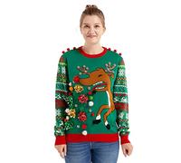 OFF THE RACK drôles pour Femmes Unisexes pour Pulls tricotés fête de Noël Sweater, Rudy Be Fierce, XL
