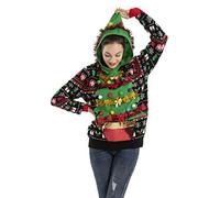 OFF THE RACK drôles pour Femmes Unisexes pour Pulls tricotés fête de Noël Sweater, Tree Happy This Xmas, XXL