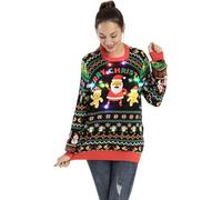 OFF THE RACK Pull de Noël Laid, LED Sweat à Tricoté Drôle de Noël pour Femmes avec Un Renne Elfe Lama et Un Arbre de Noël, Sweat-Shirt Festif Unisexe pour NoëlSeason's Shake OffXL