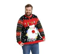 OFF THE RACK Pull de Noël Unisexe pour Homme et Femme - Amusant - LED Lumineuse - Pull en Tricot pour Noël, Let's Party Santa Shimmer, S