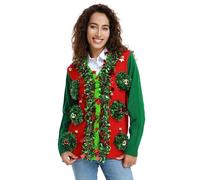 OFF THE RACK Pull de Noël Unisexe pour Homme et Femme - Pull de Noël Amusant - Pull en Tricot pour fête de Noël, Tinsel Trim Colour, S