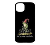 Off to Cause A Kerfuffle Fun Saying Meme Bicycle Wizard Frog Coque pour iPhone 15 Plus