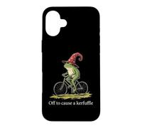 Off to Cause A Kerfuffle Fun Saying Meme Bicycle Wizard Frog Coque pour iPhone 16 Plus