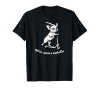 Off to Cause A Kerfuffle Funny French Bulldog Scooter Meme T-Shirt