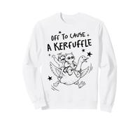 Off to Cause A Kerfuffle Funny Goose Cat Frog Humour Art Sweatshirt