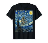 Off to Cause A Kerfuffle Sloth Bicycle Van Gogh Peinture T-Shirt