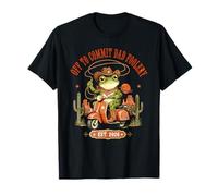 Off to Commit Dad Foolery Funny Western Frog on Scooter Meme T-Shirt