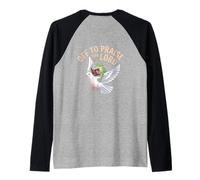 Off to Praise The Lord Frog Meme Dove Funny Christian Faith Manche Raglan