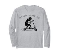Off to Praise The Lord Frog Scooter Christian Meme Manche Longue