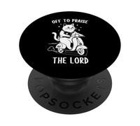 Off to Praise The Lord Funny Christian Faith Cat Humour PopSockets PopGrip Adhésif