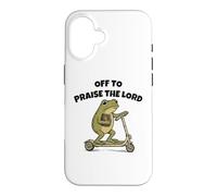 Off to Praise The Lord Funny Christian Meme Frog Humor Coque pour iPhone 16
