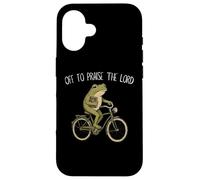 Off to Praise The Lord Funny Christian Meme Frog Humor Coque pour iPhone 16