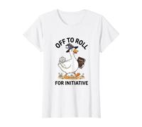 Off to Roll Dice D&D Silly Funny Goose T-Shirt Graphique avec Valeur, Femme, Blanc, XS