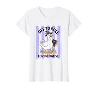 Off to Roll Dice D&D Silly Goose Stripes T-Shirt Graphique avec Valeur, Femme, Blanc, S