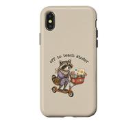Off to Teach Kinder Teacher Trottinette drôle de Raton Laveur Coque pour iPhone X/XS