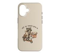 Off to Teach Pre K Teacher Trottinette drôle de Raton Laveur Coque pour iPhone 16