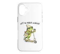Off to Teach Science Funny Teacher Frog Back to School Humor Coque pour iPhone 16 Plus