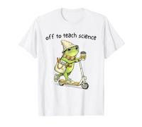 Off to Teach Science Funny Teacher Frog Back to School Humor T-Shirt Graphique avec Valeur, Homme, Blanc, L