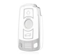 OFF WE GO Coque tui Cles Boitier e Voiture pour BMW 1er E81 E82 E87 E88 3er E90 E91 E92 E93 5er E60 E61 6er E63 E64 X1 E84 X5 E53 E70 Étui Clés Voiture Clé à Télécommande, Blanc Argent