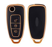 OFF WE GO Coque Clé Etui Cles Boitier Clé de Voiture pour Ford MK4 Mk8 Kuga Fiest Focus Galaxy Transit Custom Connect Tourneo Mondeo Étui Clés Voiture Clé à Télécommande, Noir Or