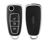 OFF WE GO Coque tui Cles Boitier e Voiture pour Ford MK4 Mk8 Kuga Fiest Focus Galaxy Transit Custom Connect Tourneo Mondeo Étui Clés Voiture Clé à Télécommande, Argent