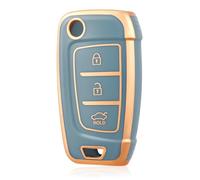 OFF WE GO Coque tui Cles Boitier e Voiture pour Hyundai i10 i20 i30 i35 i30n i40 ix20 ix35 i30n NX4 Kona Tucson Azera Verna Accent Étui Clés Voiture Clé à Télécommande, Bleu Or