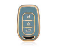 OFF WE GO Coque Clé Etui Cles Boitier Clé de Voiture pour Renault Clio Twingo Kangoo Master Megane Kadjar Trafic Captur Scenic Dacia Sandero Étui Clés Voiture Clé à Télécommande, Bleu Or