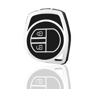 OFF WE GO Coque Clé Etui Cles Boitier Clé de Voiture pour Suzuki Alto III APV Baleno Carry Grand Vitara I Ignis II Jimny Liana Samuria Étui Clés Voiture Clé à Télécommande, Noir Argent