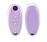 OFF WE GO Coque Clé Etui Cles Boitier Clé de Voiture pour Suzuki Swift Vitara Grand Vitara II SX4 Baleno Ertiga Ciaz S-Cross Kizashi Jimny Étui Clés Voiture Clé à Télécommande, Violet Argent