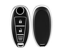 OFF WE GO Coque Clé Etui Cles Boitier Clé de Voiture pour Suzuki Swift Vitara Grand Vitara II SX4 Baleno Ertiga Ciaz S-Cross Kizashi Jimny Étui Clés Voiture Clé à Télécommande, Noir Argent