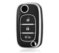 OFF WE GO Coque tui Cles Étui Clés Porte Clé Voiture pour Clio Trafic Twingo Kangoo Megane Modus Master Forfour Fortwo Mercedes Benz Citan Kasten Boitier Clé à Télécommande, Noir Argent