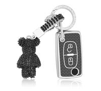 OFF WE GO Coque Clé Etui Cles pour Citroën C2 C3 C4 C5 C6 C8 Peugeot 107 206 207 307 307S 308 408 508 407 607 807 Étui Clés Boitier Clé Voiture Protecteur Clé Voiture avec Porte-clés, Noir