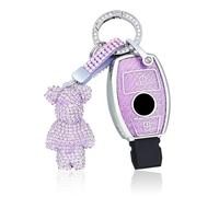 OFF WE GO Coque tui Cles pour Mercedes Benz Klasse A B C LK E M R S SL SLK W245 W203 W204 W211 W212 Étui Clés Boitier Clé Voiture Protecteur Clé Voiture avec Porte-clés,Violet