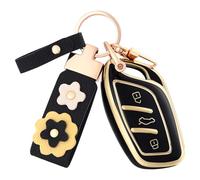 OFF WE GO Coque Clé Etui Cles pour MG MG4 MG5 MG6 MG ZS EV HS EHS ZX GT Roewe RX3 RX8 ERX5 RX5 I6 I5 Étui Clés avec Porte-clés Voiture Clé à Télécommande Couvre Clef, Noir Or