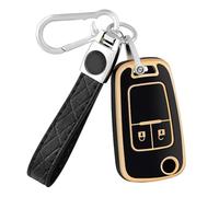 OFF WE GO Coque tui Cles pour Opel Astra J H Corsa D E Insignia A Zafira B C Mokka X Adam Cascada Meriva B Voiture Clé à Télécommande Étui avec Porte-clés Couvre Clef Cache Cle, Or Noir