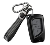 OFF WE GO Coque tui Cles pour Toyota RAV4 Scion TC IM Corolla Prius Yaris Aygo Auris Camry Avensis Voiture Clé à Télécommande Étui avec Porte-clés Étui Clés Couvre Clef Cache Cle, Gris