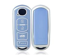 OFF WE GO Coque de clé de voiture pour Mazda 3 6 8 Miata MX-5 CX-5 CX-3 CX-7 CX-9 - Bleu argenté