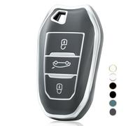 OFF WE GO Coque de Clé Etui Accessoire pour Peugeot 208 308 408 508 307 2008 3008 5008 Citroen C3 C4 C5 DS3 DS5 DS7 - TPU Protection Clé de Voiture, Argent Gris