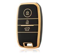 OFF WE GO Coque de tui Cles pour Kia Boitier e Voiture pour Sportage Picanto GT Ceed 2 Sorento Rio NIRO Stonic Ceed Soul Cerato Voiture Clé à Télécommande Protecteur, Noir Or