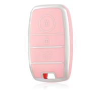 OFF WE GO Coque de Clé Etui Cles pour Kia Boitier Clé de Voiture pour Sportage Picanto GT Ceed 2 Sorento Rio NIRO Stonic Ceed Soul Cerato Voiture Clé à Télécommande Protecteur, Rose Argent