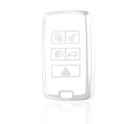 OFF WE GO Coque de Clé Etui Cles pour Land Rover Boitier Clé de Voiture pour Range Sport Evoque Velar Freelander Discovery Defender Jaguar Voiture Clé à Télécommande Protecteur, Blanc Argent