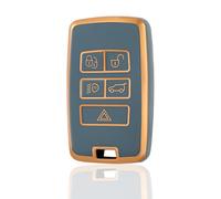 OFF WE GO Coque de Clé Etui Cles pour Land Rover Boitier Clé de Voiture pour Range Sport Evoque Velar Freelander Discovery Defender Jaguar Voiture Clé à Télécommande Protecteur, Bleu Or