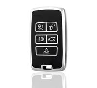 OFF WE GO Coque de Clé Etui Cles pour Land Rover Boitier Clé de Voiture pour Range Sport Evoque Velar Freelander Discovery Defender Jaguar Voiture Clé à Télécommande Protecteur, Noir Argent