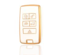 OFF WE GO Coque de Clé Etui Cles pour Land Rover Boitier Clé de Voiture pour Range Sport Evoque Velar Freelander Discovery Defender Jaguar Voiture Clé à Télécommande Protecteur, Blanc Or