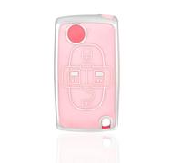OFF WE GO Coque de Clé Etui Cles pour Peugeot 807 1007 Citroen C8 Fiat Étui Clés Voiture Clé à Télécommande Protecteur Clé Voiture Accessoire, Rose Argent
