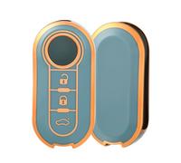 OFF WE GO Coque de Clé pour Fiat à Télécommande - Étui TPU Protection pour 500 C/L/X Brava Bravo Doblo Ducato Fiorino Punto - Accessoire Voiture, Or Bleu
