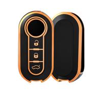 OFF WE GO Coque de Clé pour Fiat - Étui TPU Protection pour Télécommande 500 C/L/X, Brava, Bravo, Doblo, Ducato, Fiorino, Punto - Accessoire Voiture, Or Noir
