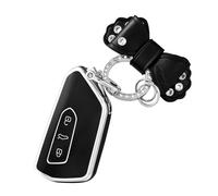 OFF WE GO Coque de Clé Voiture avec Porte-clés pour VW Coque de Clé TPU 3 Bouton Accessoire e Voiture pour Volkswagen Golf 8 Seat Leon MK4 Tarraco Ateca Skoda Octavia Cupra Formentor, Argent Noir