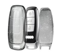 OFF WE GO Coque de Clé Voiture pour Audi Coque de Clé TPU 3 Bouton Accessoire Clé de Voiture pour A6 A6L A7 A8 A8L E-Tron S6 RS6 S7 RS7 Q7 SQ7 Q8 SQ8 Accessoire clé de Voiture, Claire Noir